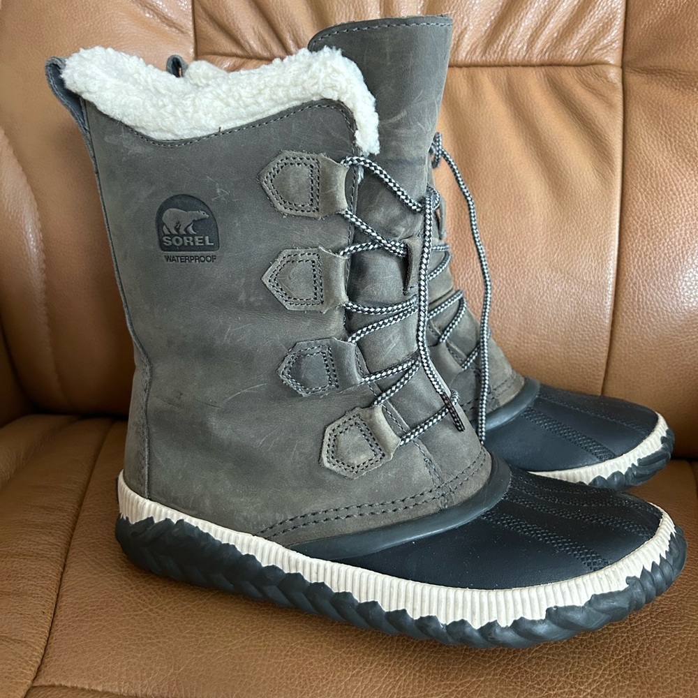 Sorel slouch duck boots charcoal gray 8 39 excellent - Picture 2 of 11
